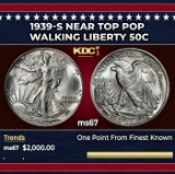 1939-s Walking Liberty Half Dollar Near Top Pop 50c ms67 SEGS