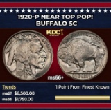 1920-p Buffalo Nickel Near Top Pop! 5c ms66+ SEGS