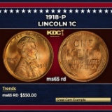 1918-p Lincoln Cent 1c Grades ms65 rd