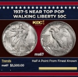 1937-s Walking Liberty Half Dollar Near Top Pop 50c ms67 SEGS