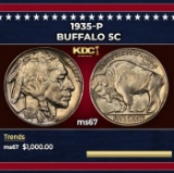 1935-p Buffalo Nickel 5c ms67 SEGS