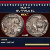 1928-p Buffalo Nickel 5c Grades ms66