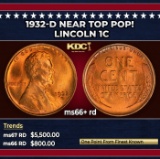 1932-d Lincoln Cent Near Top Pop! 1c ms66+ rd SEGS