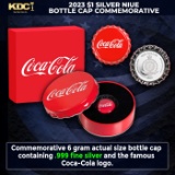 2023 1 Niue Coca Cola Bottle Cap Commerative Coin 6g .999 Silver in Collector Tin with COA COOL! Oth