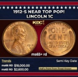 1912-s Lincoln Cent Near Top Pop! 1c ms65+ rd SEGS