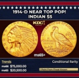 1914-d Gold Indian Half Eagle Near Top Pop! $5 ms65+ USCG