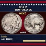 1914-p Buffalo Nickel 5c Grades ms64