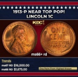 1913-p Lincoln Cent Near Top Pop! 1c ms66+ rd SEGS