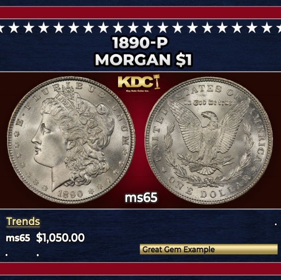 1890-p Morgan Dollar $1 ms65 SEGS