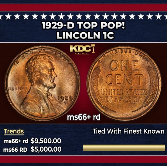 1929-d Lincoln Cent TOP POP! 1c ms66+ rd SEGS