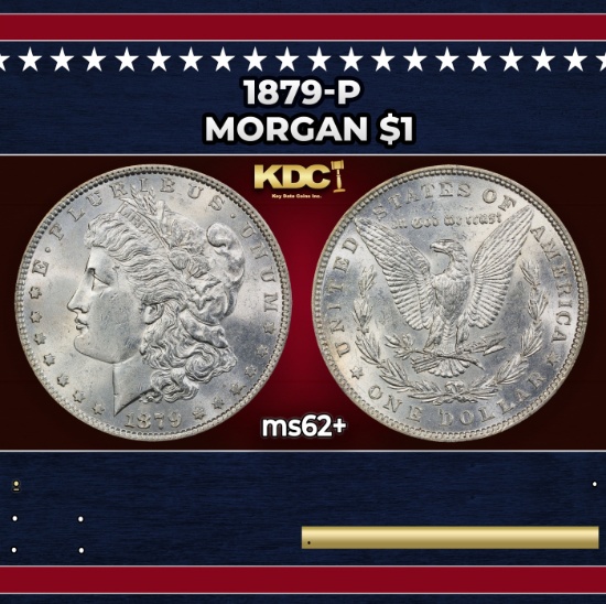 1879-p Morgan Dollar $1 Grades ms62+