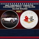 1953 Chevrolet Corvette Colorized Style - 1 oz Silver Round Round