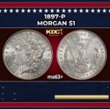 1897-p Morgan Dollar $1 Grades ms63+