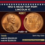 1912-s Lincoln Cent Near Top Pop! 1c ms65+ rd SEGS