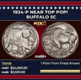 1924-p Buffalo Nickel Near Top Pop! 5c ms66+ SEGS