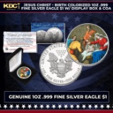 Jesus Christ - Birth Colorized 1oz .999 Fine Silver Eagle $1 w/ Display Box & COA Other Toy