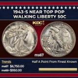1943-s Walking Liberty Half Dollar Near Top Pop 50c ms67 SEGS