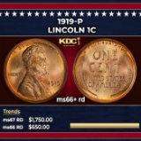 1919-p Lincoln Cent 1c ms66+ rd SEGS