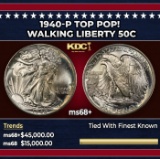 1940-p Walking Liberty Half Dollar TOP POP! 50c ms68+ SEGS