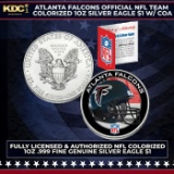 Atlanta Falcons Official NFL Team Colorized 1oz Silver Eagle $1 w/ COA Other Toy