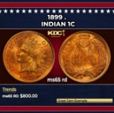 1899 Indian Cent . 1c Grades ms65 rd