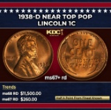 1938-d Lincoln Cent Near Top Pop 1c ms67+ rd SEGS