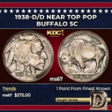 1938-d/d Buffalo Nickel Near Top Pop 5c ms67 SEGS
