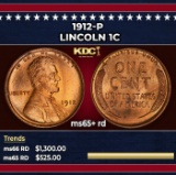 1912-p Lincoln Cent 1c Grades ms65+ rd