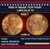 1919-p Lincoln Cent Near Top Pop! 1c ms68 rd SEGS