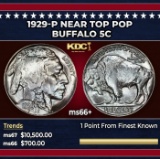 1929-p Buffalo Nickel Near Top Pop 5c ms66+ SEGS