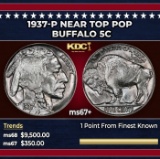 1937-p Buffalo Nickel Near Top Pop 5c ms67+ SEGS