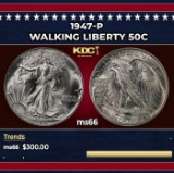 1947-p Walking Liberty Half Dollar 50c Grades ms66