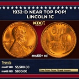 1932-d Lincoln Cent Near Top Pop! 1c ms66+ rd SEGS