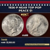 1926-p Peace Dollar Near Top Pop $1 ms66 SEGS