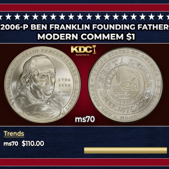 2006-P Ben Franklin Founding Father Modern Commem Dollar $1 ms70 SEGS