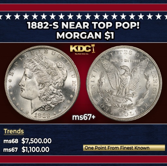 1882-s Morgan Dollar Near Top Pop! $1 ms67+ SEGS