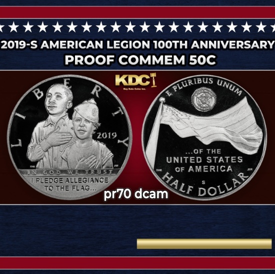 2019-s American Legion Proof Modern Commem Half Dollar 100th Anniversary 50c pr70 dcam SEGS