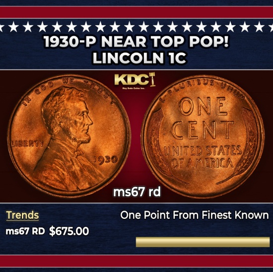 1930-p Lincoln Cent Near Top Pop! 1c ms67 rd SEGS