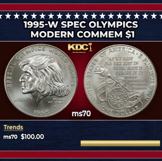 1995-w Spec Olympics Modern Commem Dollar $1 ms70 SEGS
