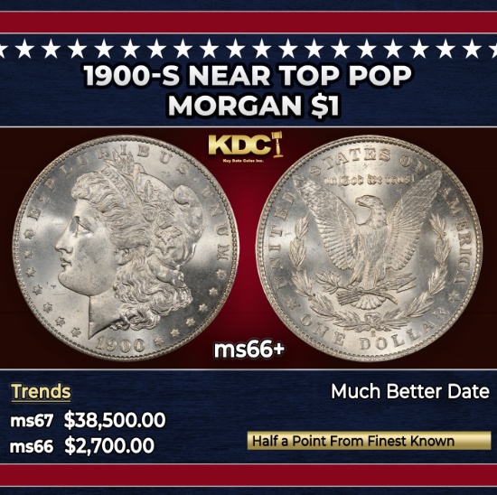 1900-s Morgan Dollar Near Top Pop $1 ms66+ SEGS