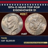 1974-d Eisenhower Dollar Near Top Pop $1 ms67 SEGS
