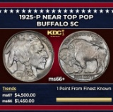 1925-p Buffalo Nickel Near Top Pop 5c ms66+ SEGS
