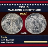 1939-d Walking Liberty Half Dollar 50c ms66+ SEGS