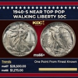 1940-s Walking Liberty Half Dollar Near Top Pop 50c ms66+ SEGS