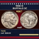 1938-d Buffalo Nickel 5c ms67 SEGS