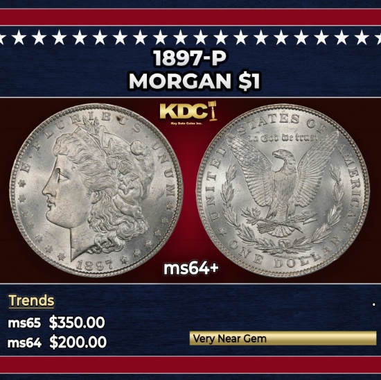 1897-p Morgan Dollar $1 Grades ms64+