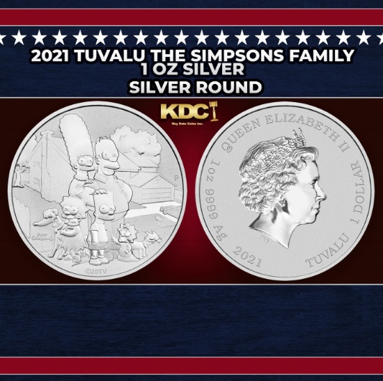 2021 Tuvalu The Simpsons Family - 1 oz Silver Round Round