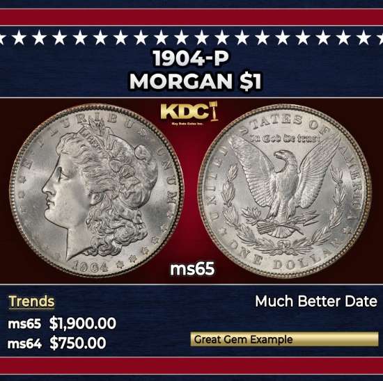 1904-p Morgan Dollar $1 ms65 SEGS