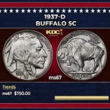 1937-d Buffalo Nickel 5c ms67 SEGS