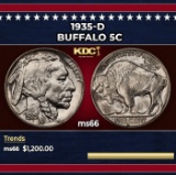1935-d Buffalo Nickel 5c ms66 SEGS